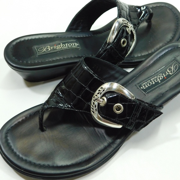 BRIGHTON Lark Made in Italy Black Sandals 6 M - Picture 2 of 7